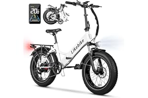 LIKEBIKE Folding Electric Bike 20" x 4.0 Fat Tire Electric Bicycle,48V Lithium Removable Battery,Peak 720W Folding Ebike for Adult,5 Pedal-Assist Levels& Large LCD Display,Step Through ebike for Adult