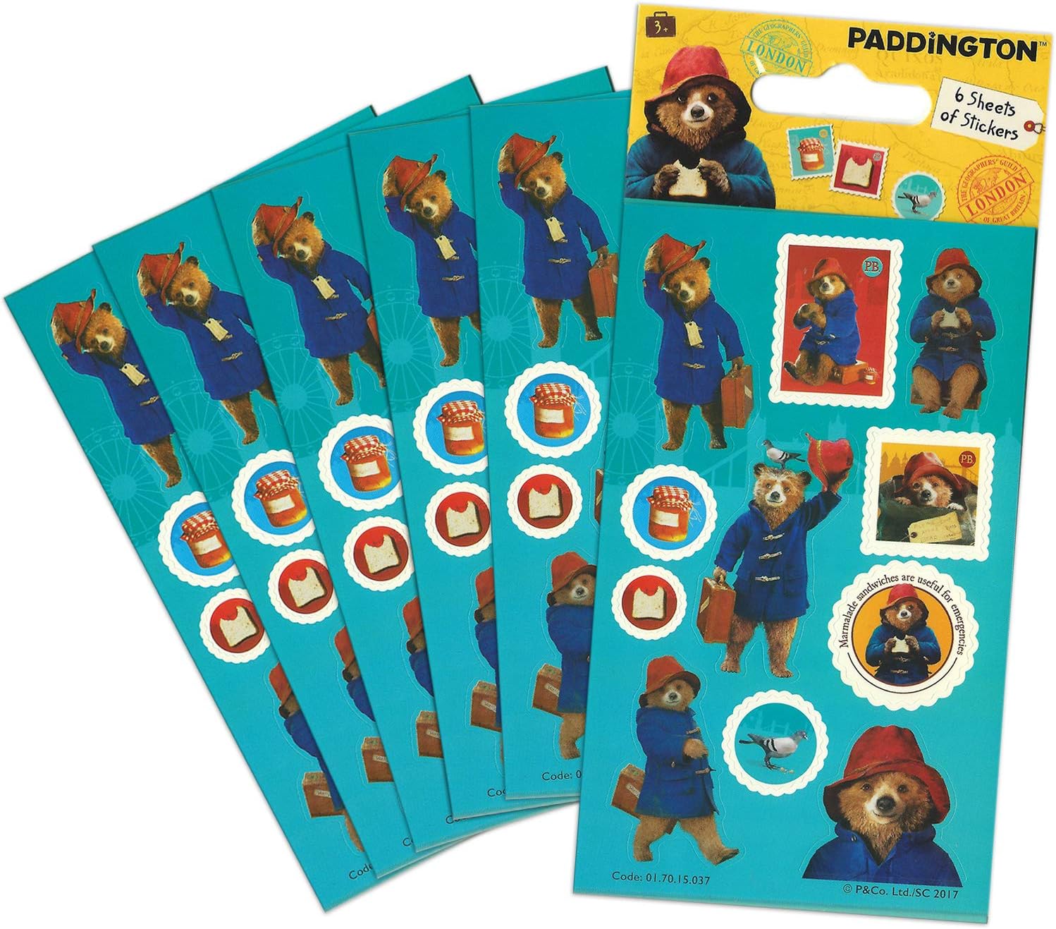 Paper Projects Paddington Bear Movie Party Bag Sticker Pack (6 Sheets), Blue, 12.5cm x 7.5cm