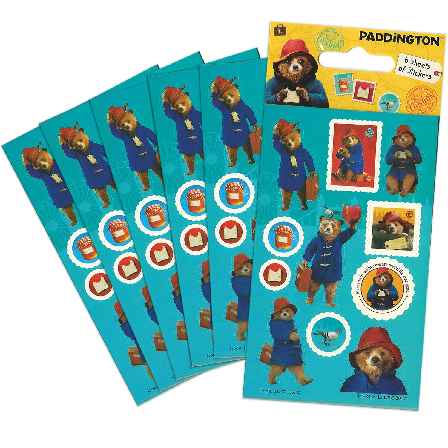 Paper Projects Paddington Bear Movie Party Bag Sticker Pack (6 Sheets)| Official Licensed Product | Perfect as Party Bag or Stocking Fillers,Blue,12.5cm x 7.5cm