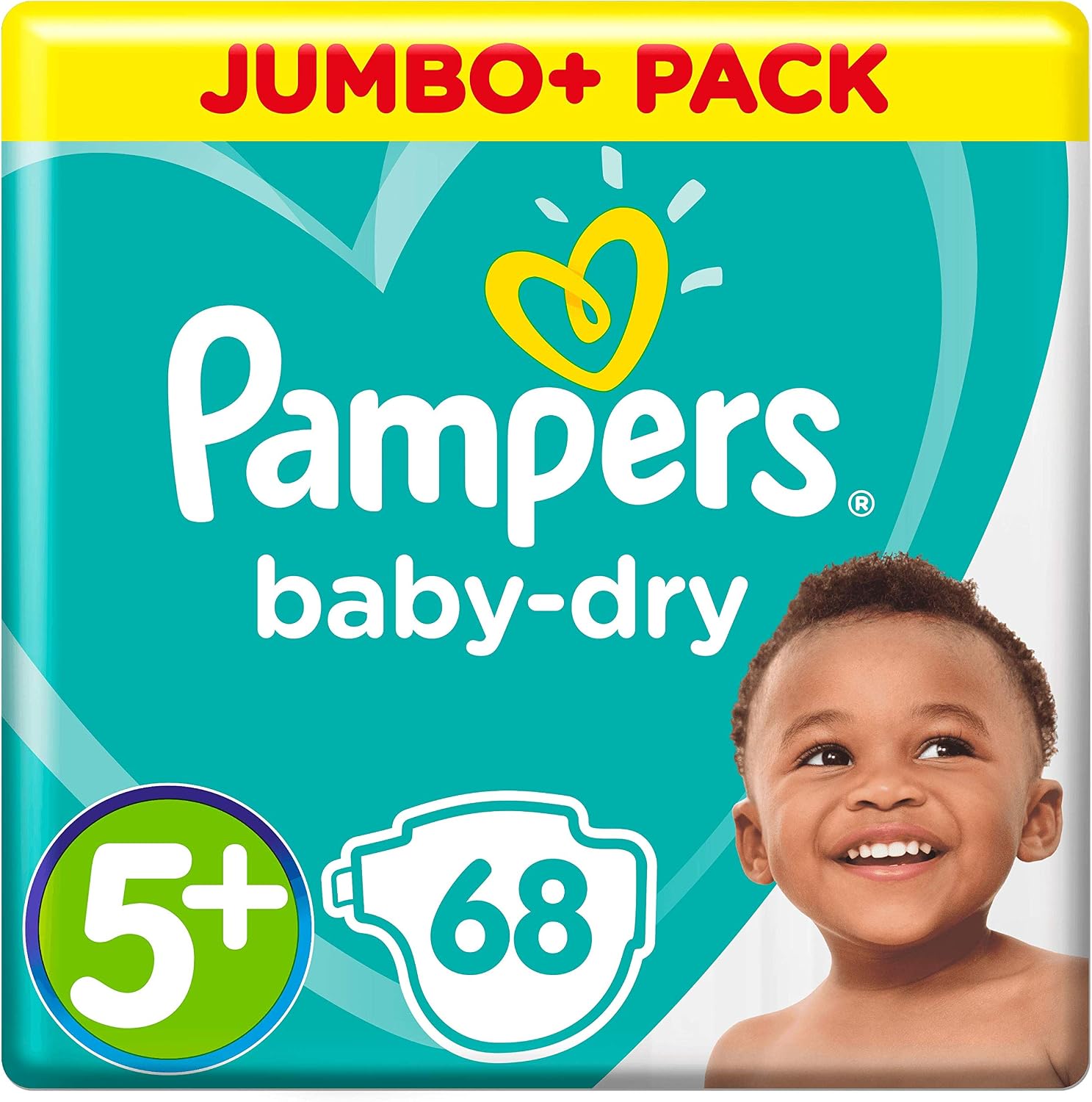 Pampers Size 5 Baby-Dry Nappies, 68 Count, Air Channels for Breathable Dryness Overnight (12-17 kg / 26-37 lbs)