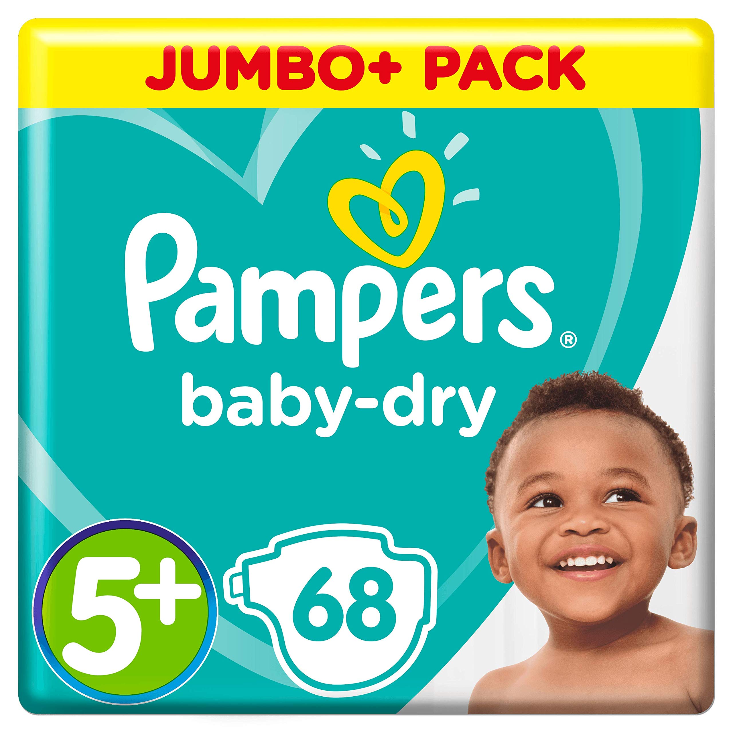 Pampers Size 5 Baby-Dry Nappies, 68 Count, Air Channels for Breathable Dryness Overnight (12-17 kg / 26-37 lbs)