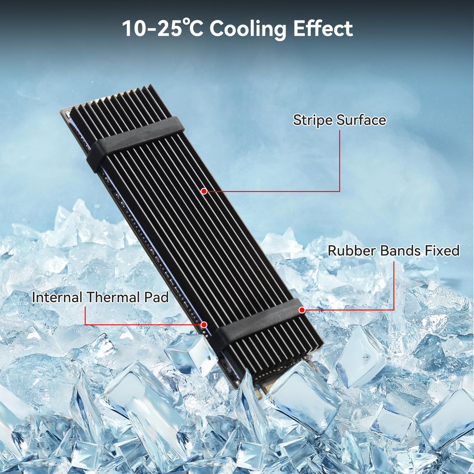 ELUTENG M2 SSD Kühlkörper 5 Stück Kühler Set Heatsink mit Silikon Wärmeleitpad, 2280 NVME NGFF Aluminium m2 heatsink Passend für PC/PS5/PS5 Slim Installation, 73 x 33mm x 3mm, Schwarz 3