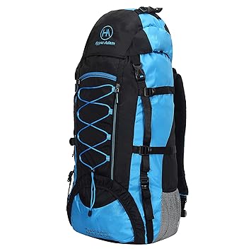 Hyper Adam AN-1001 Ultimate Climate Proof, Hiking Backpack 75 LT Black & Blue Bag with Rain Cover & Shoe Compartment Rucksack - 75 (Blue)