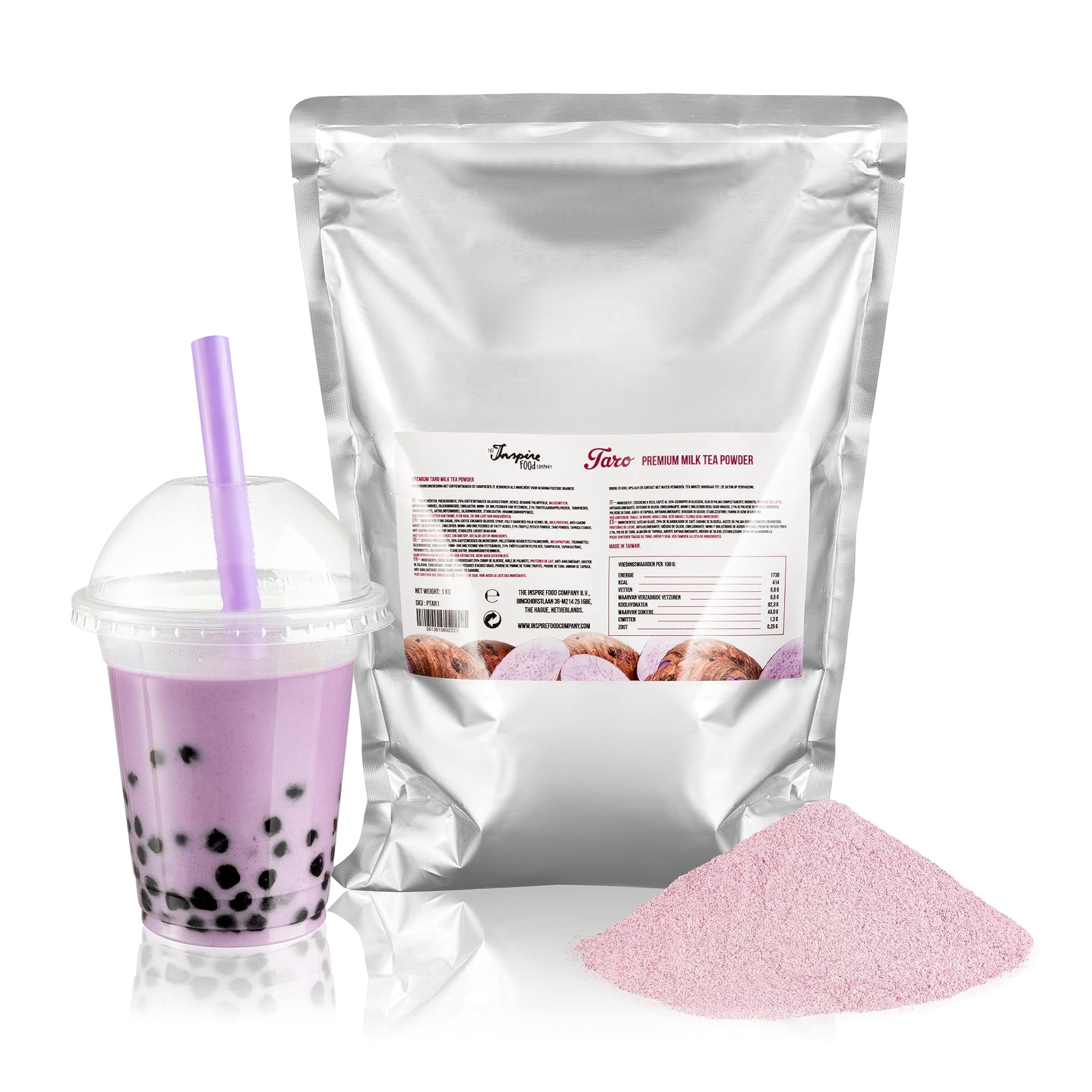 Inspire Food Taro Premium Bubble Tea Milk Tea Mix Powder | Premium-Quality Ingredients With No Artificial Colors | Perfect For Milk Tea, Ice Coffee, Ice Tea, Slush, Blended Fruit Drinks | 1 KG