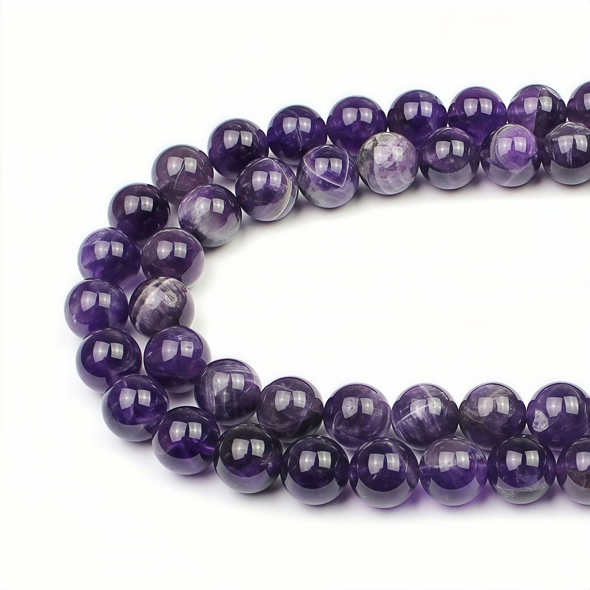 MJDCB Natural Round Stone Beads 6mm Bicolor Amethyst Loose Gemstone Beads for Jewelry Making Bracelet Necklace 60pcs