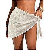 WDIRARA Women's Sarong Coverups Wrap Cover Up Skirt Crochet Mini Beach Skirts