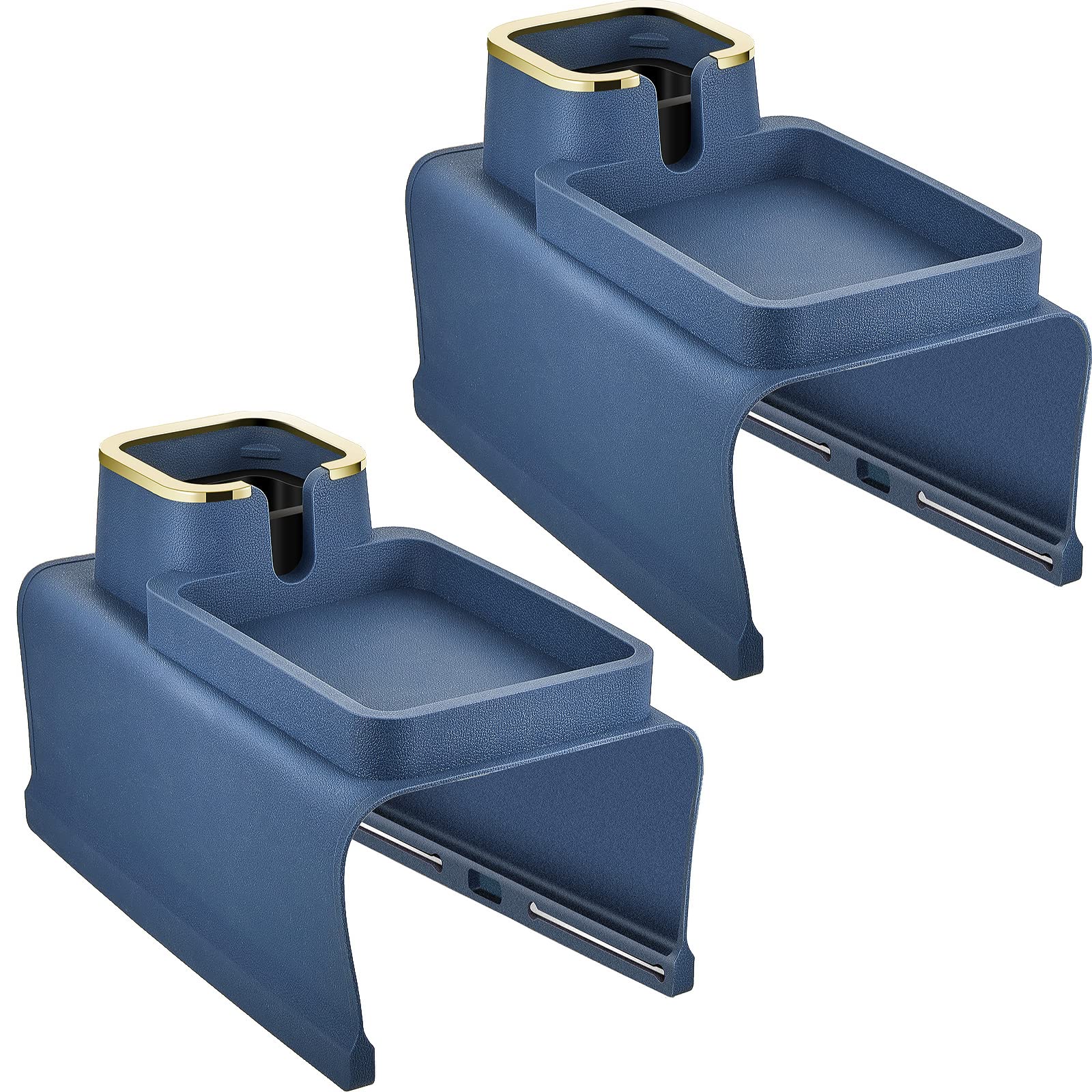 Photo 1 of 2 Pcs Couch Cup Holder Tray Silicone Anti-Spill Anti Slip Sofa Armrest Drink Holder Weighted Couch Caddy Recliner Arm Table for Remote Controls, Phones, Cups and Snacks (Blue)