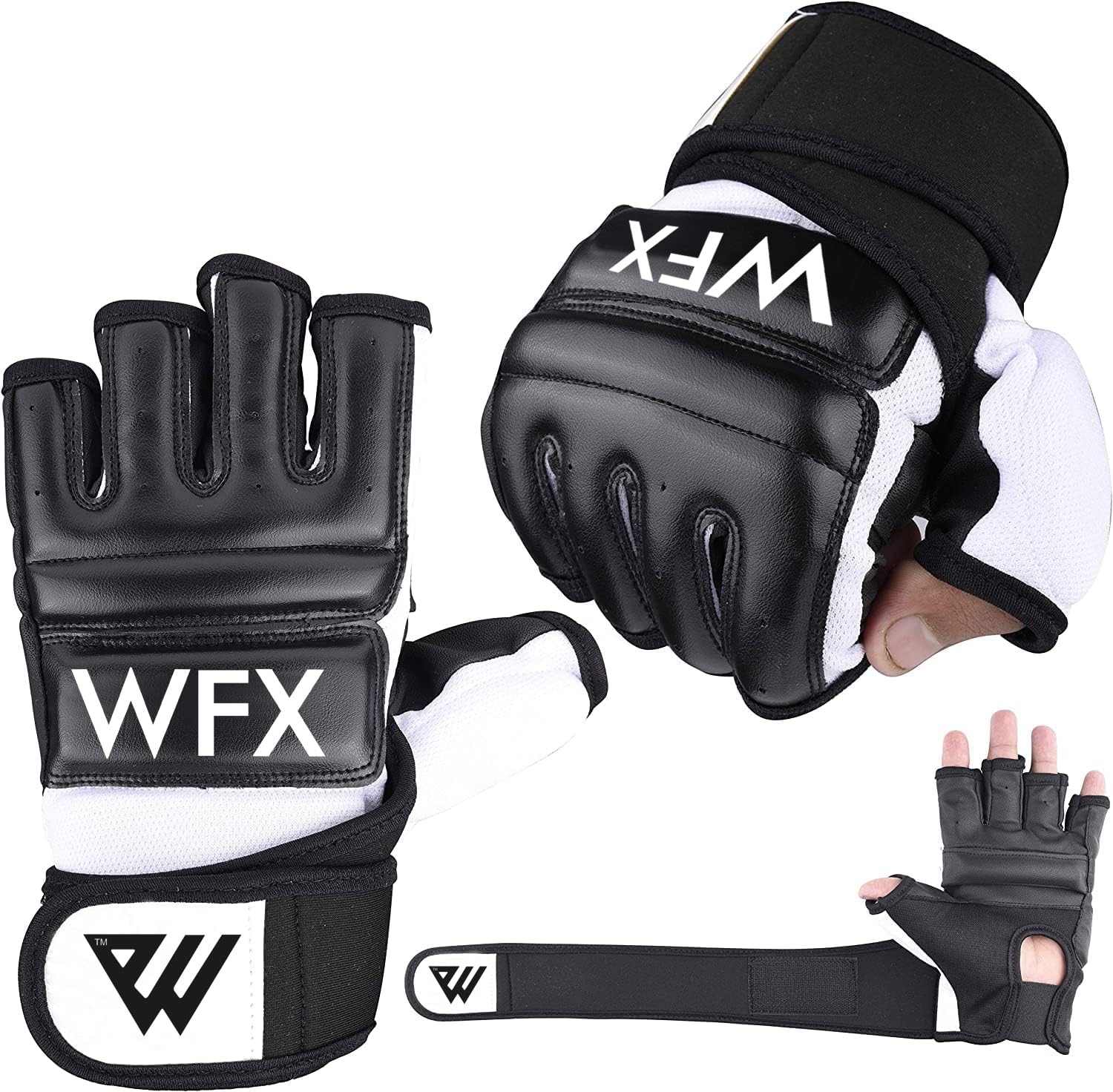 WFX Punch Bag Boxing Gloves Karate Mitts MMA Body Combat Taekwondo Training Martial Art Fighting Grappling Muay Thai (XL, Black)