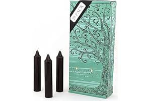 Wicca Wicks - 20 Black Candles | 4 inches Tall & 3/4 inch Diameter | Witchcraft Supplies for Your Personal Wiccan Altar, Spells, Charms & Rituals | Witchy Room Decor | Taper Candlesticks (Black)