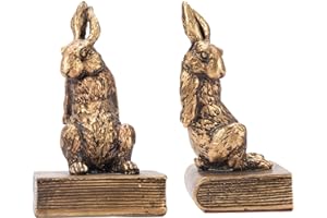 Book Ends for Shelves to Hold Books Hevay Duty,Decorative Bookends for Bookshelf Décor,Cute Animal Rabbit Book Stopper Easter
