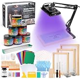 Pllieay 73 Pieces Screen Printing Kits, All-in-One Silk Screen Printing Kit, Screen Print Supplies Includes UV LED Exposure Screen Printing Light