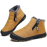 Snow Boots Mens Waterproof Winter Boots Fur Lined Warm Ankle Boots Zipper Closure Slip on Outdoor Boot Comfortable Walking Shoes