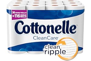 Cottonelle CleanCare Family Roll Toilet Paper (Pack of 36 Rolls), Bath Tissue, Ultra Soft Toilet Paper Rolls with Clean Ripple Texture, Sewer and Septic Safe