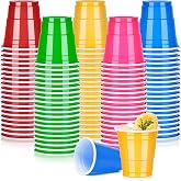 Pineburg 2oz Colored Plastic Shot Cups 50 Pack - Multicolor Mini Cups for Birthday Party, Summer Events, Pool Party, BBQ - Disposable Rainbow Party Supplies