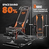 Naspaluro Adjustable Weight Bench 880 lb Stability 3 Sec Fold Fitness Bench view 5