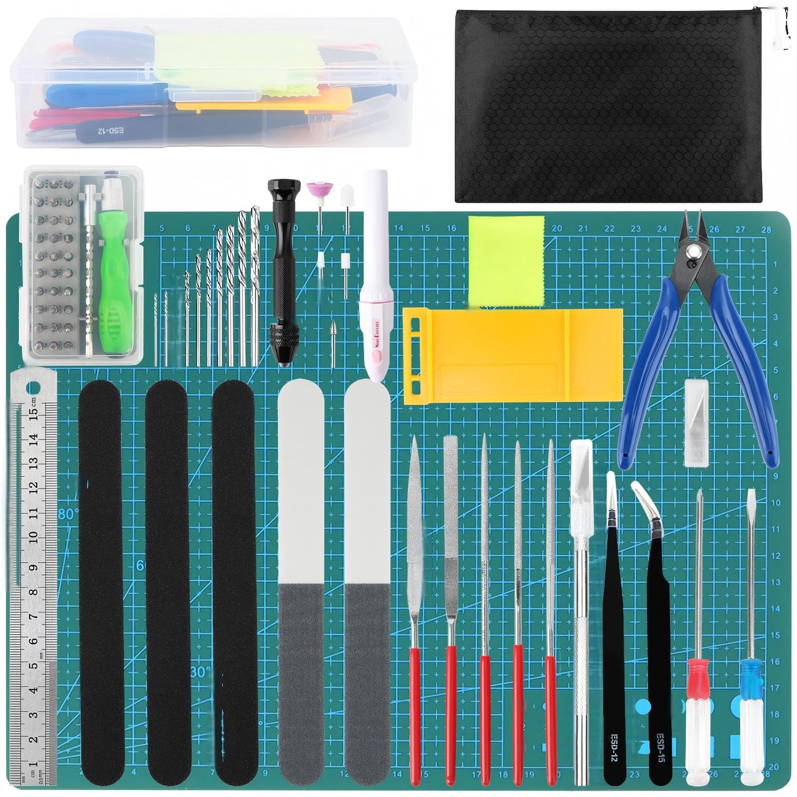 POKIENE 82 Pcs Model Making Tools, Professional Gundam Model Tools Kit, Basic Tools Craft Set Hobby Building Tools Kit for Gundam Car Model Building Repairing and Fixing