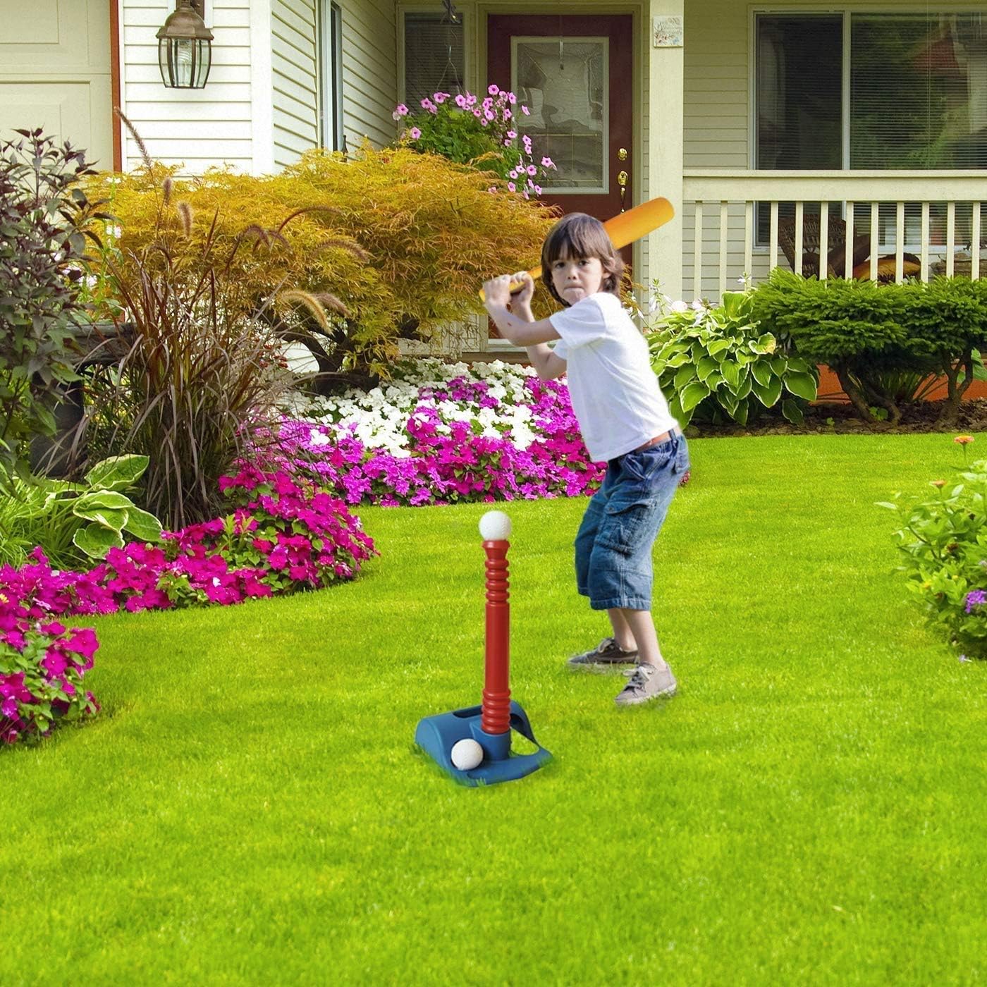 ToyVelt T-Ball Set for Toddlers, Kids, Baseball Tee Game Includes 6 Balls - Adapts with Your Child's Growth Spurts, Improves Batting Skills: Toys & Games