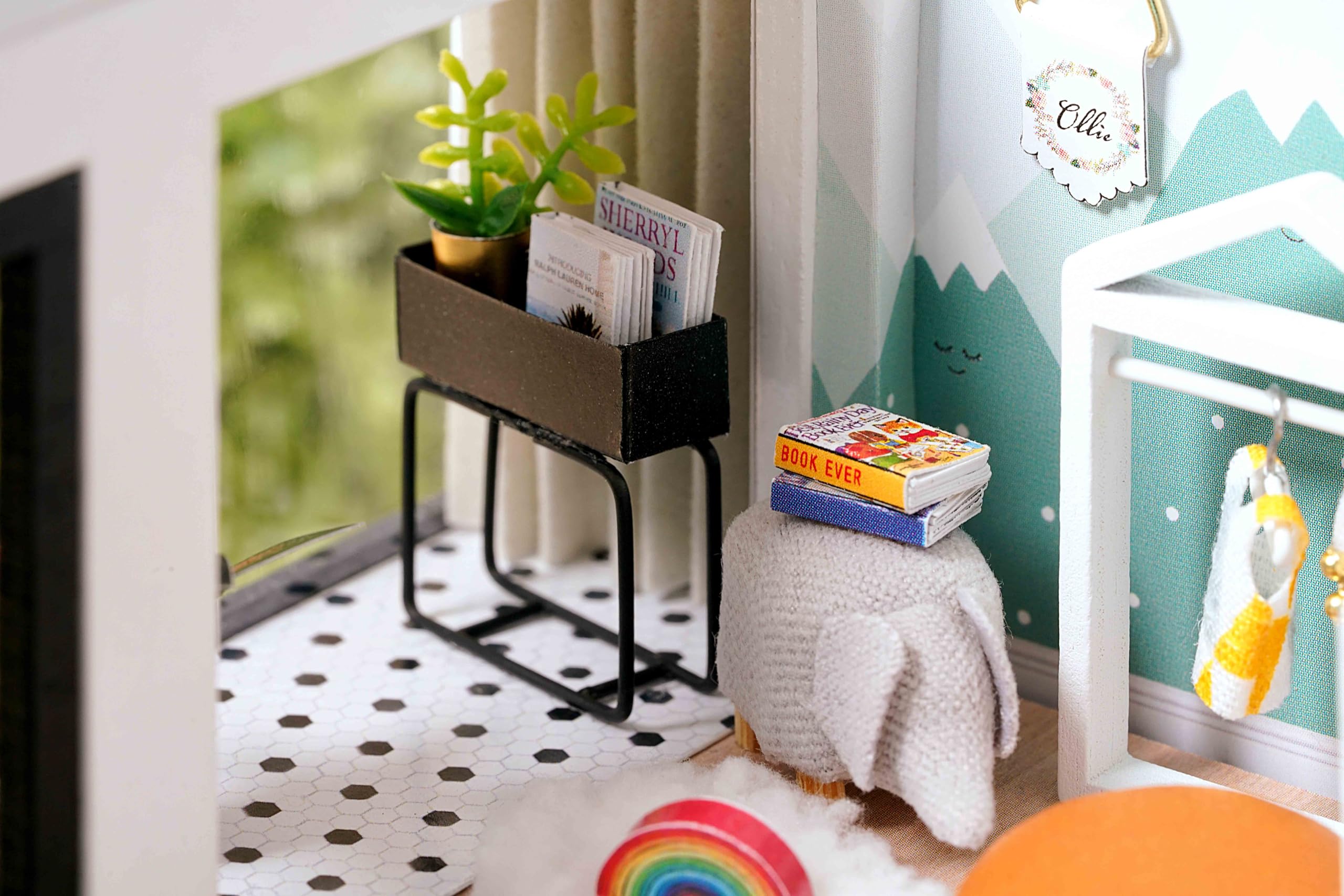 GuDoQi DIY Miniature Dollhouse Kit, Tiny House kit with Furniture and Music, Miniature House Kit 1:24 Scale, Great Crafts Gift for Birthday Easter Day, Comfortable Life