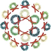 Topbuti 18 Pcs Mini Christmas Wreaths Decorations Artificial Miniature Frost Sisal Christmas Tree Wreaths for Dollhouse Embellishments, Xmas Tree Hanging, Card Model Making, Arts and Crafts Décor