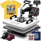 VEVOR Heat Press Machine, 15 x 15 in, 2-in-1 Multifunction, 360&deg; Swing Away, 1200W Double Tube Fast and Even Heating, Digital Precise Control, Sublimation Press Machine for T-Shirts, Hats, Caps