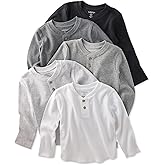 Butterblu Unisex Baby Payton 5-Pack Long Sleeve Henley Shirts 100% Organic Cotton for Boys