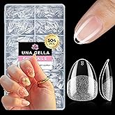 UNA GELLA Extra Short Almond Nail Tips Full Cover 504PCS Gel Nail Tips Short Almond Shaped Nails Soft Gelly Gel Clear Fake Na