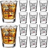 Patelai 12 Pcs Nurse Need Shots Too, Funny Glass Gift for Women and Male Mom Sister or Friend Present for Nursing Graduation Nurses Day Party 2 oz (2.36 x 1.97 Inch)
