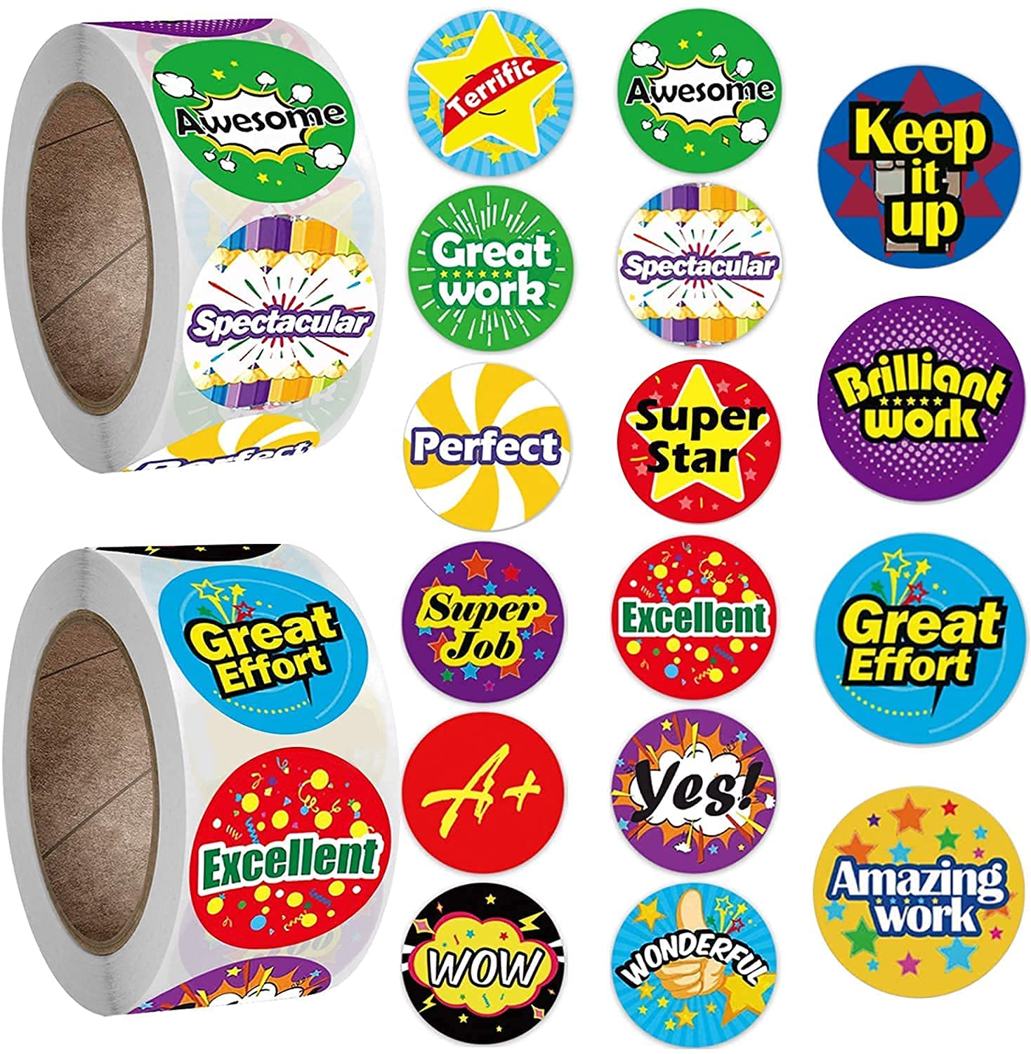 1000 PCS Reward Stickers for Teachers, School Stickers for Kids in 16 Designs, Motivational Stickers Teacher Supplies Training Stickers for Children Student Classroom