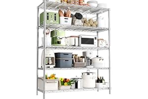 ROOMTEC Storage Shelves Heavy Duty, 48" L x 20" W x 72" H Garage Wire Shelving Unit Loads 2000LBS, 5-Tier Adjustable Metal Industrial Utility Shelf Rack for Kitchen, Laundry Room, Pantry, Warehouse, Basement