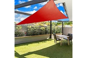 SUNNY MOOD 8' x 8' x 8' Red Triangle Sun Shade Sail Outdoor Patio Canopy Mash Material UV Block - Custom Size Accepted