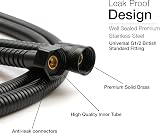 Xcel Home 1.5m Black Stainless Steel Anti-Kink Shower Hose Solid Connector view 2