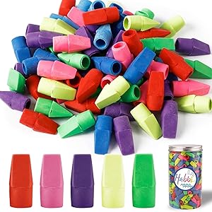 Habbi 450pcs Eraser Caps, Pencil Top Erasers, Pencil Cap Erasers, Eraser Tops, color Pencil Eraser Toppers for Home, School and Office