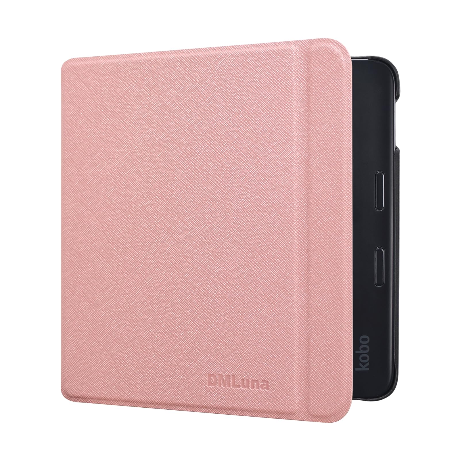 DMLuna Case for Kobo Libra Colour (Model:N428, 2024 Release), Slim and Lightweight Folio Premium PU Leather Protective Cover with Auto Sleep Wake Feature, Rose Gold