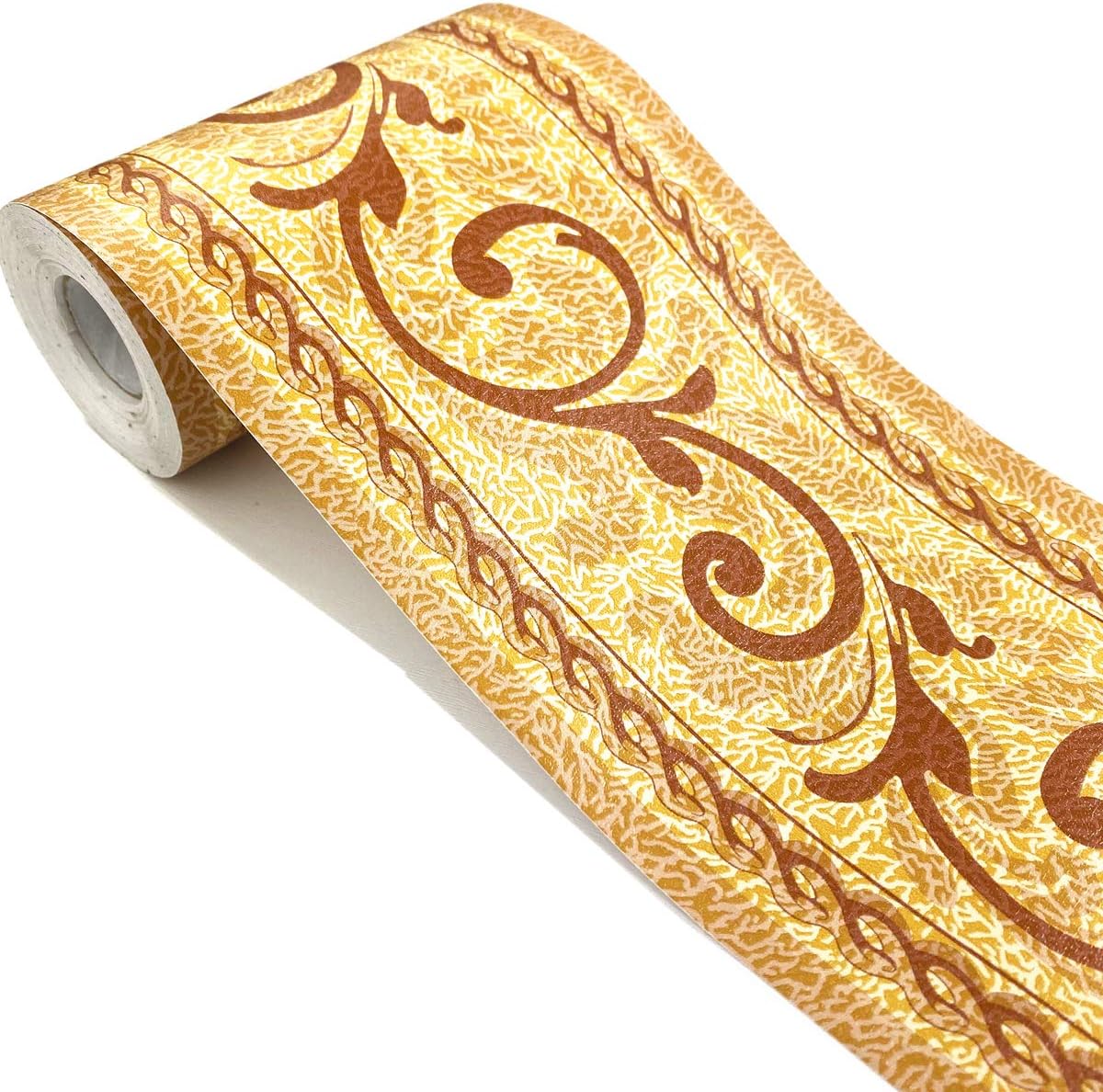 Mesoar Self Adhesive Orange Floral Rattan Wallpaper Border Peel Stick Decorative Ceiling Sticker Molding Border 10cm by 32.8ft - Image 3