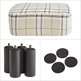 YMYNY 42cm Footstool Rectangle Ottoman with Wooden Legs Linen Fabric view 8