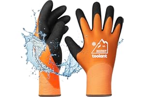 OriStout Waterproof Winter Work Gloves for Men and Women, Freezer Gloves for Working in Freezer, Thermal Insulated Fishing Gloves, Super Grip, Orange, Large