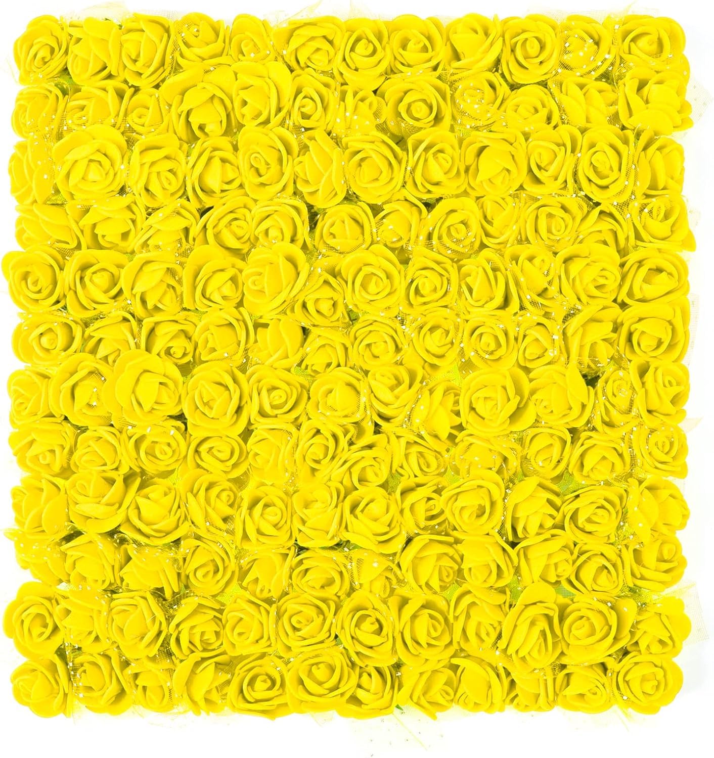 Taoyanmo 144Pcs Mini Roses Artificial Flower Realistic Flower for Accessories Bridal Hair Clips Headbands Dress Bridal Bouquets, Mini Foam Roses for Crafts, DIY Party Decoration (Yellow) — image 1