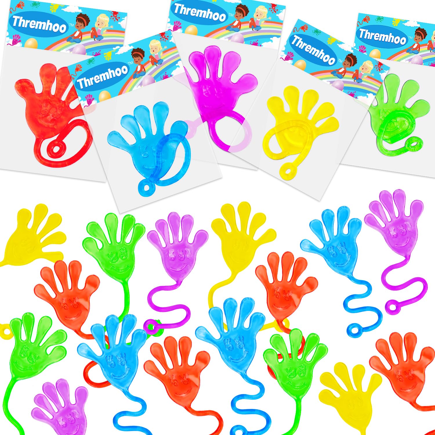 Photo 1 of  Sticky Hands For Kids Party Favor Goodie Bag Stuffer Stretchy Treasure Box Toy Exchange Classroom Prize Bulk Toy Pinata Filler School Gift Bag Small Favors Slap Hand Christmas Party Supplies