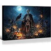 Skudanis Halloween Wall Art Skeleton Raven Pumpkin Gothic Poster 24