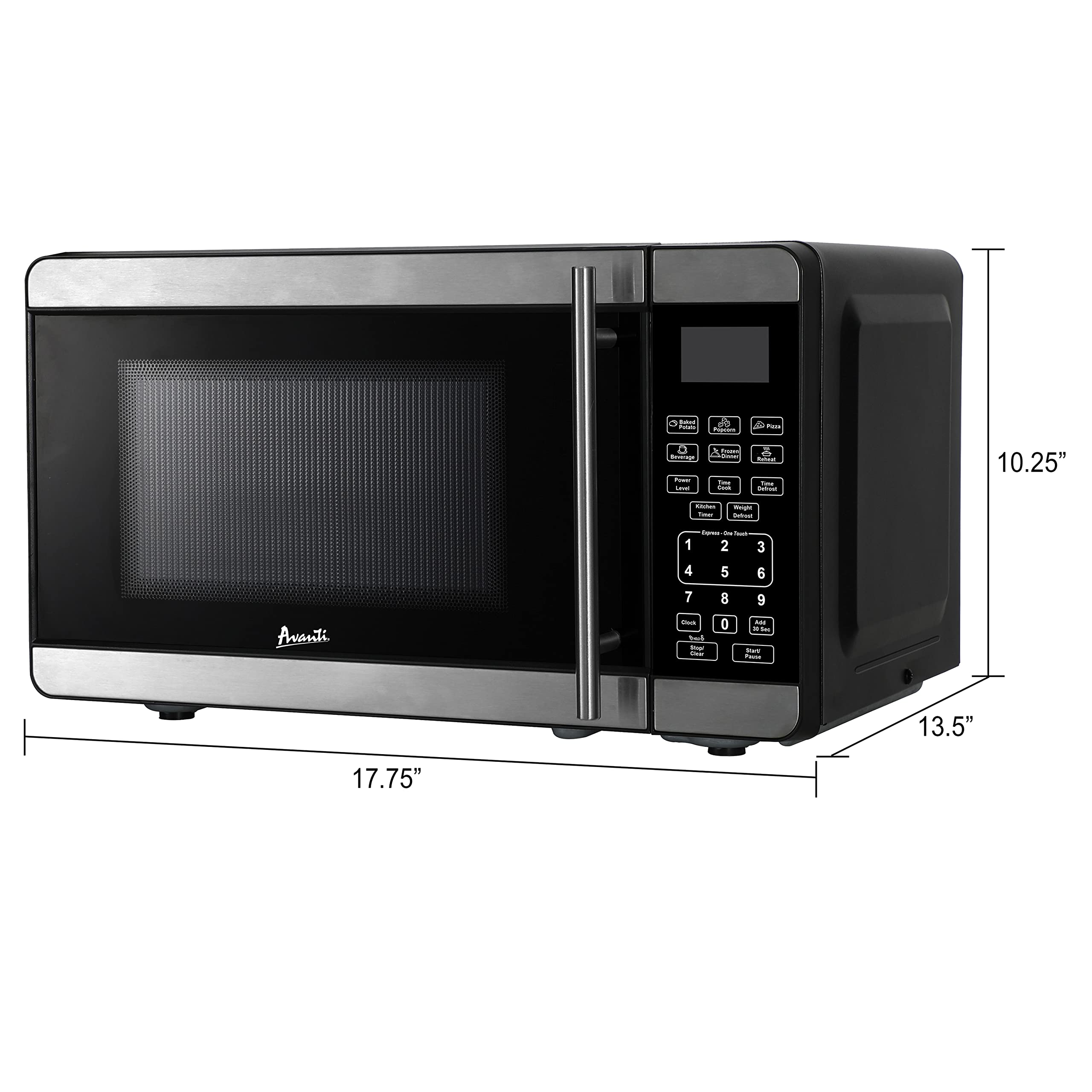 Avanti MT7V3S Microwave Oven 700-Watts Compact with 6 Pre Cooking Settings, Speed Defrost, Electronic Control Panel and Glass Turntable, 0.7-Cu.Ft, Metallic