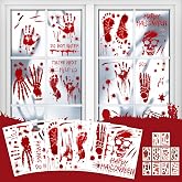 Halloween Decorations 165 PCS, 8 Sheets Upgraded Bloody Handprint Footprint | Halloween Wall Decal Floor Window Stickers,10 Sheets Wound Tattoo Stickers,Scary Indoor Outdoor Decor for Floor, Glass, Car