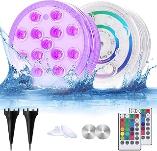 Unterwasser Licht, Lovebay Poolbeleuchtung, 16 RGB Led Unterwasserleuchten Licht mit Bodeneinsätze, Magnetisch, Fernbedienung, Timer für Teich, Vase, Badewanne, Aquarium (2 Stück)