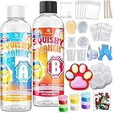 Liquid Silicone for Taba Squishy Kit, 18oz 1:1 AB Ratio Super Soft for Squishy Maker, Squishy Making Rubber for Cat Paw &amp; Hamster Molding with Flocking Powder, Pom Poms Decompression Craft Adult Hobby