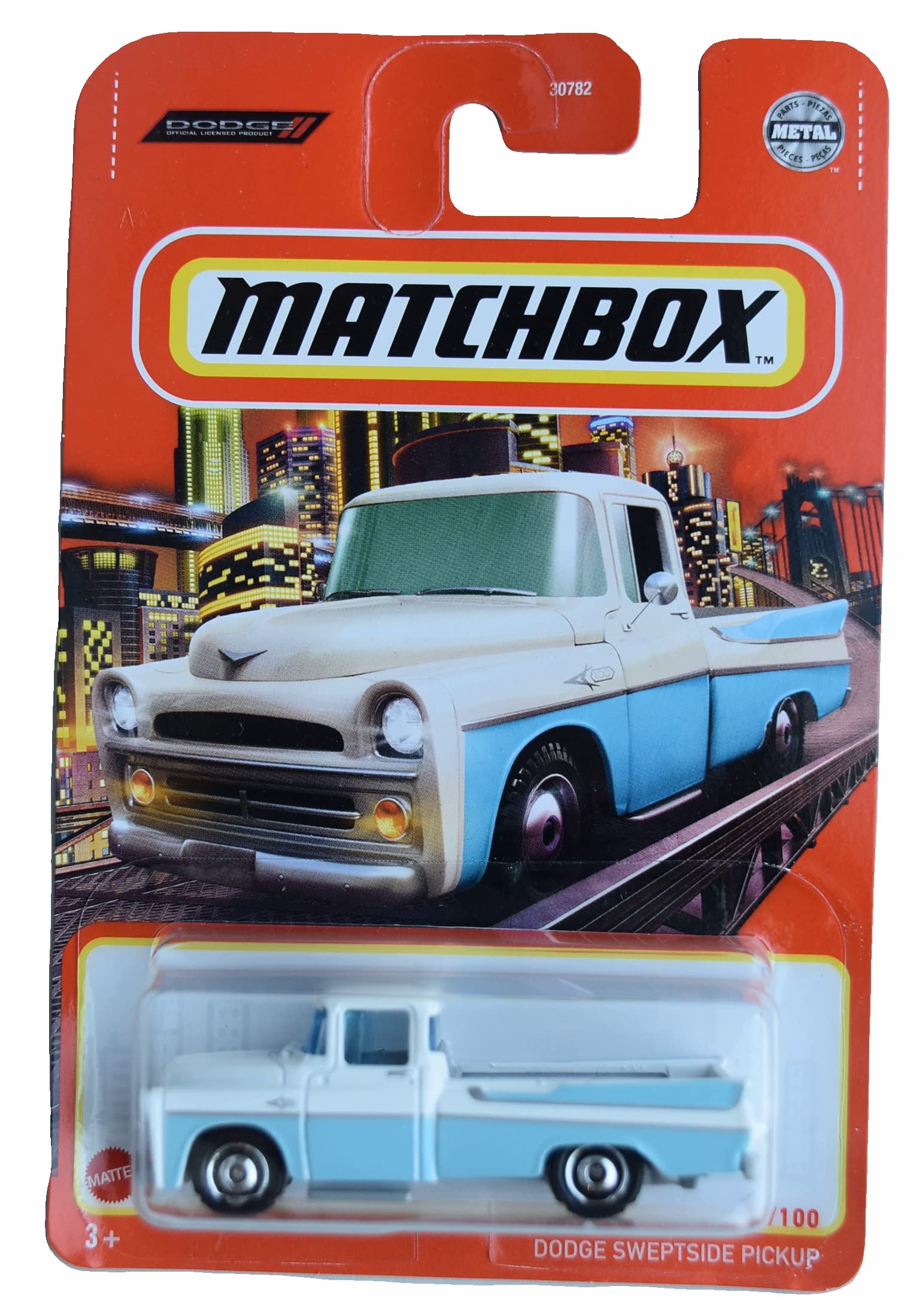Matchbox Dodge Sweptside Pickup Truck, Blue, 1:64 Scale, 8" L x 3" W x 2" H, Ages 3+, Unisex, Cartoon Theme