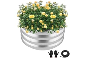 ZXZYHFTY Round Galvanized Raised Garden Bed kit,Silver Outdoor Garden Raised Planter Box, Round Large Metal Raised Garden Beds for Vegetable 2 * 2 * 1ft 1 Pack