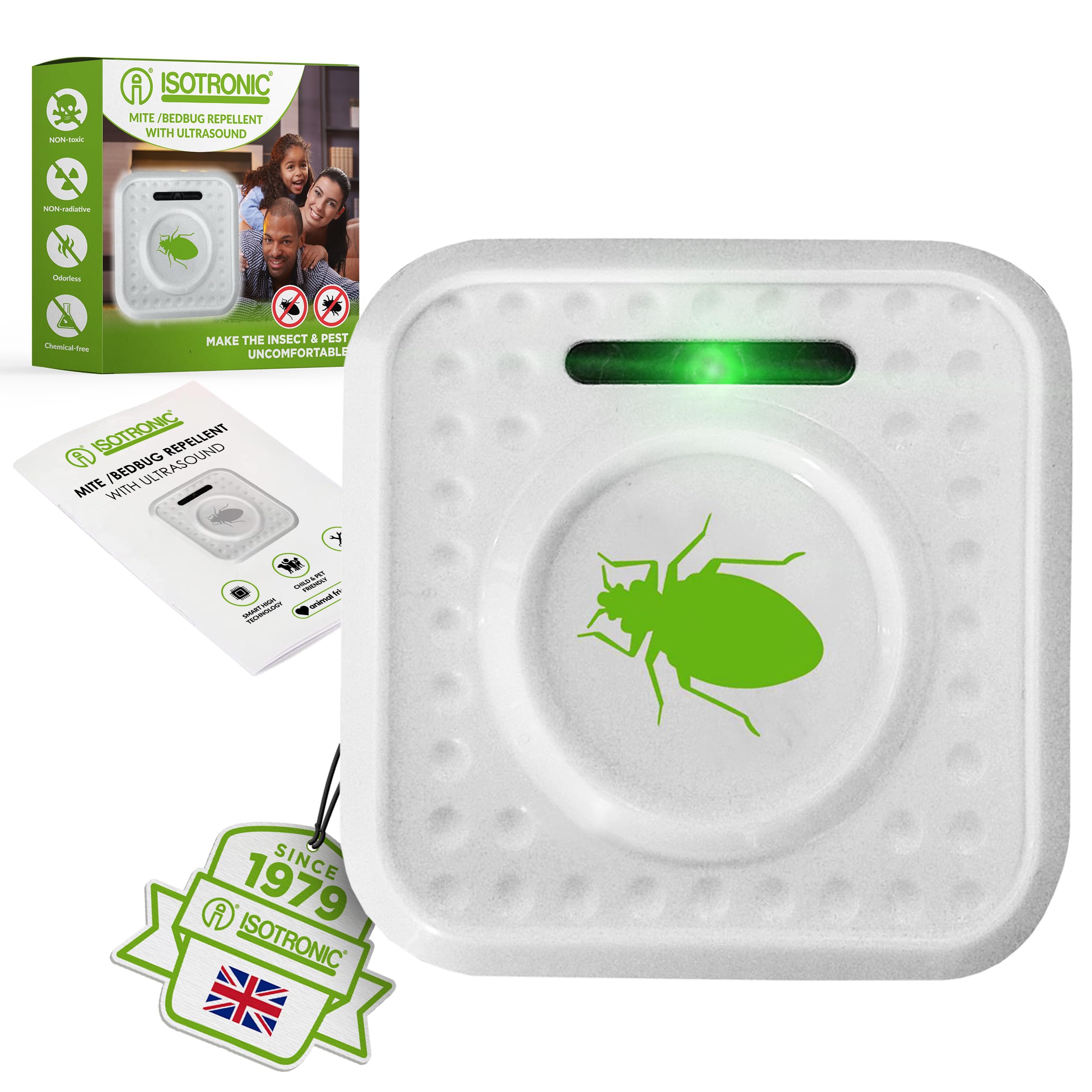 ISOTRONIC® Insect Repellent Against Bedbugs and Mites, Battery Powered Protection Against Insects, Mites and Bugs