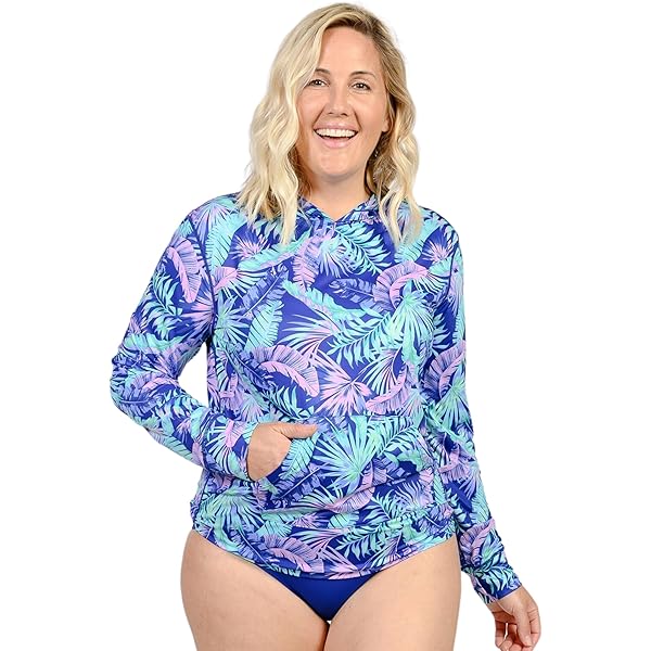 Swimsuits For All Women's Chlorine Resistant Zip Up Swim Shirt