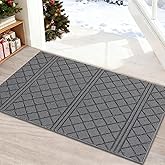 REFETONE Indoor Doormat, Front Back Door Mat 20"x32" Absorbent Rubber Backing Non Slip Door Mats, Low-Profile Resist Dirt Entrance Rugs, Machine Washable Door Rug Inside Floor Mat for Entryway, Grey