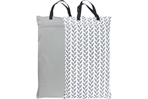 wegreeco Reusable Hanging Wet Dry Cloth Diaper Bag (Grey Leaf, Grey)
