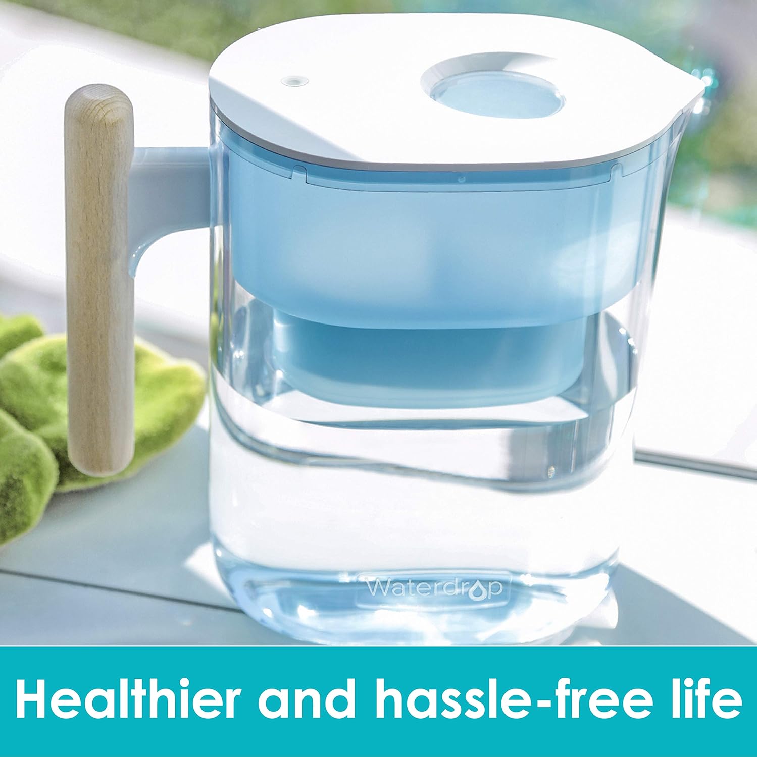 Waterdrop Chubby 10-Cup Water Filter Pitcher with 4 Filters, Long-Lasting (200 gallons), NSF Certified, 5X Times Lifetime Filtration Jug, Reduces Lead, Fluoride, Chlorine and More, BPA Free, Blue: Home & Kitchen